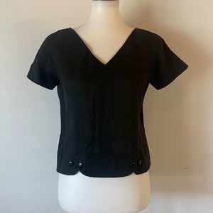 [NanTucket Naturals] Vintage Black Linen Top - Size Small